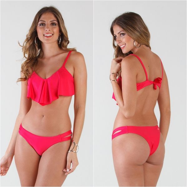 BIQUINI ROSA SUTIÃ BABADO ADULTO